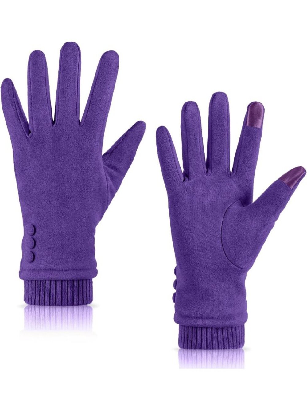 Women Purple Suede Fleece Lined Thick Warm Touchscreen Outdoor Activities Gloves